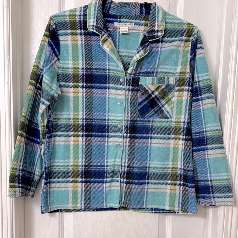 Emily Stacy Women's Plaid Button-Up Shirt Size L Casual Long Sleeve Top